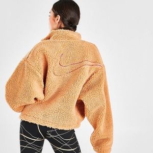 Nike Logo Shearling Teddy Sherpa Zip Jacket XS